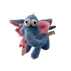 Dan Dee Collectors Choice Blue Elephant Plush Heart Bow 13" Valentines Day Gift